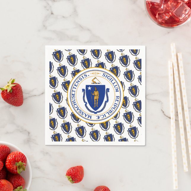 Guardanapo De Papel Bandeira e Selo de Massachusite, Massachusetts (Insitu)