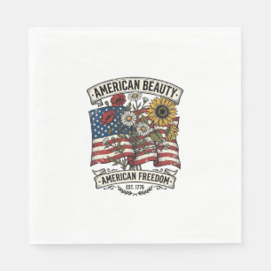 Guardanapo De Papel Bandeira Floral American Beauty Patriótica