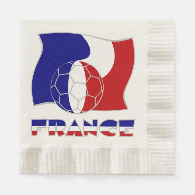 Guardanapo De Papel Bandeira Francesa com Bola de Futebol (Frente)