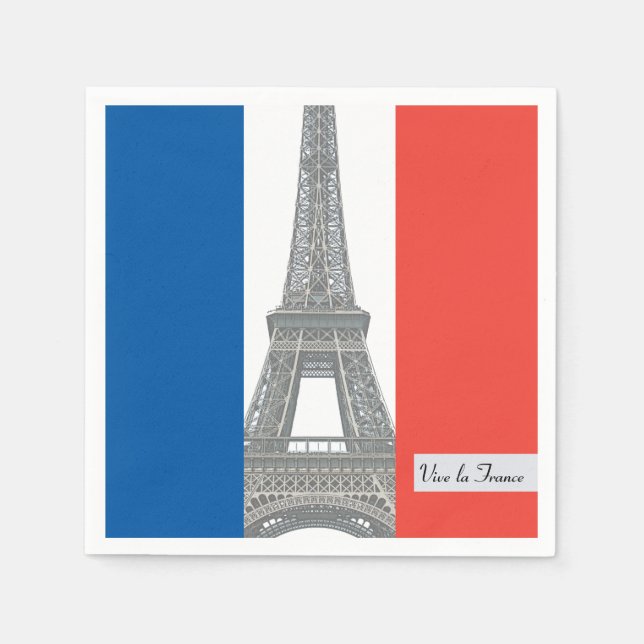 Guardanapo De Papel Bandeira Francesa, Vive la France, Partido do Dia  (Frente)