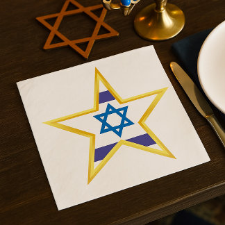 Guardanapo De Papel Bandeira Israelense Estrela de Davi com Recorte Do