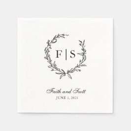 Guardanapo De Papel Banheiras de Monograma Preta e Branca Descartáveis