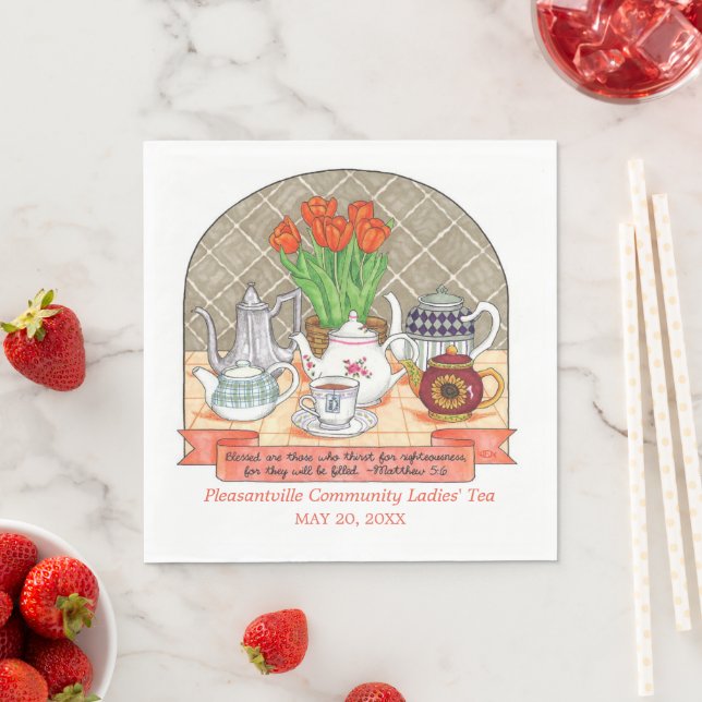 Guardanapo De Papel Banhos de chá e de tulipas de coral (Insitu)