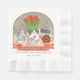 Guardanapo De Papel Banhos de chá e de tulipas de coral