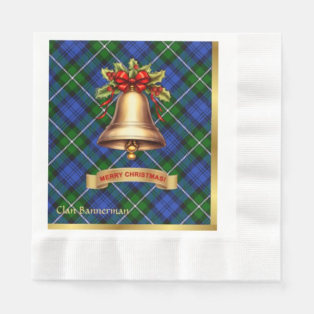 Guardanapo De Papel Bannerman Personalizado Tartan Natal (Frente)