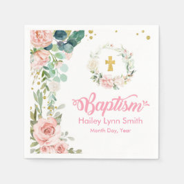 Guardanapo De Papel Baptism Rosa Napkins