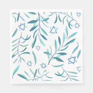 Guardanapo De Papel Bar Bat Mitzvah Casamento Judaico Hanukkah Aquarel