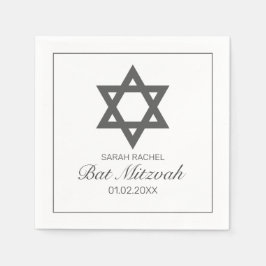 Guardanapo De Papel Bar branco minimalista moderno Bat Mitzvah