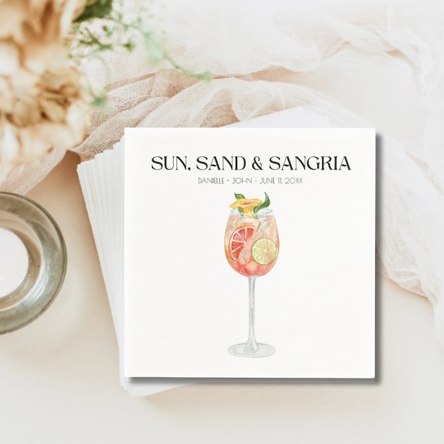 Guardanapo De Papel Bar de Casamento de Praia Tropical Napkins (Custom Signature Cocktail Wedding Napkins)