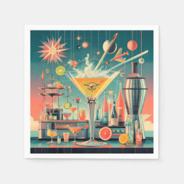 Guardanapo De Papel Bar de Martini de Cítrico Futurista Atômico de Mea
