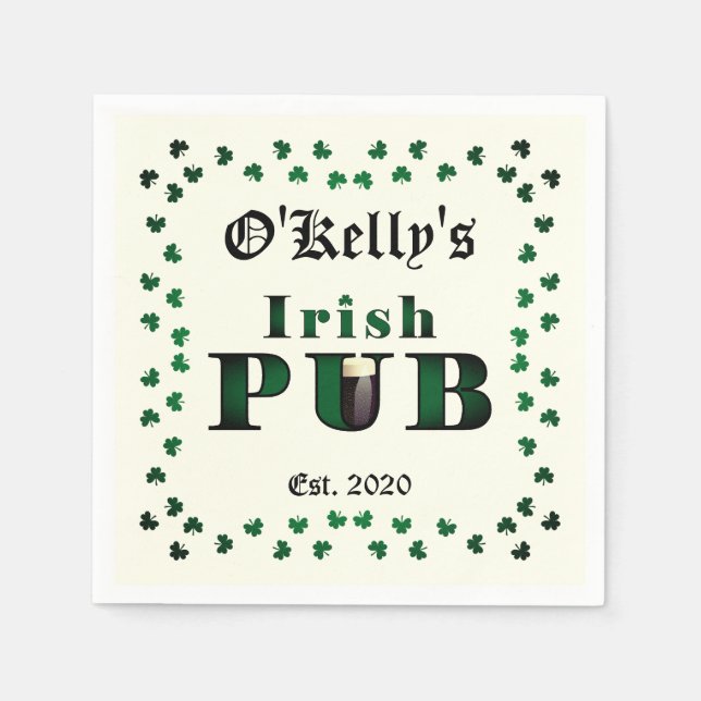 Guardanapo De Papel Bar de Pub irlandês Tavern Cocktail Beber Napkin (Frente)
