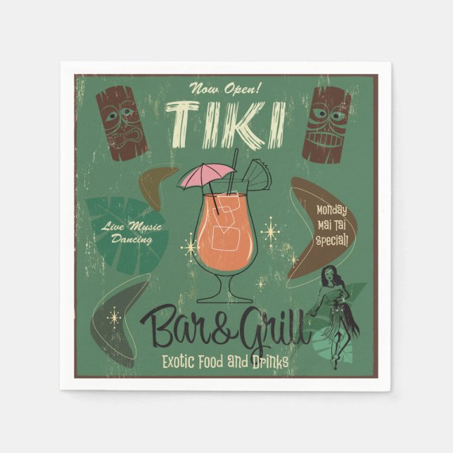 Guardanapo De Papel Bar de Tiki & Grill Cocktail Napkins (Frente)