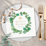 Guardanapo De Papel Bar Mitzvah Bat Mitzvah Watercolor<br><div class="desc">Apresentando delicadas folhas de aquarela e uma elegante estrela dourada de David,  este bar chic ou guardanapos de papel bat mitzvah podem ser personalizados com suas informações especiais sobre eventos. Projetado por Thisnotme©</div>