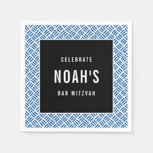 Guardanapo De Papel BAR MITZVAH bloco moderno negrito azul real preto