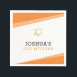 Guardanapo De Papel BAR MITZVAH - estrela simples, cor laranja brilhan<br><div class="desc">por kat massard >> WWW.SIMPLYSWEETPAPERIE.COM <<<</div>