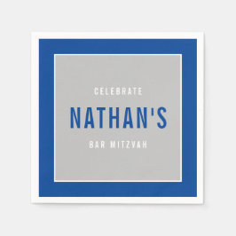 Guardanapo De Papel BAR MITZVAH moderno bloco negrito cinza azul real