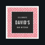 Guardanapo De Papel BAR MITZVAH moderno de grelha metálica vermelha<br><div class="desc">por kat massard >> WWW.SIMPLYSWEETPAPERIE.COM <<<</div>