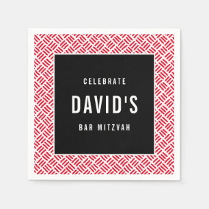Guardanapo De Papel BAR MITZVAH moderno de grelha metálica vermelha