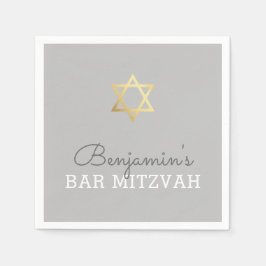 Guardanapo De Papel BAR PERSONALIZADO Mitzvah, cinza moderno de estrel
