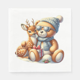 Guardanapo De Papel Bärchen und sein Rehkitz im Schnee