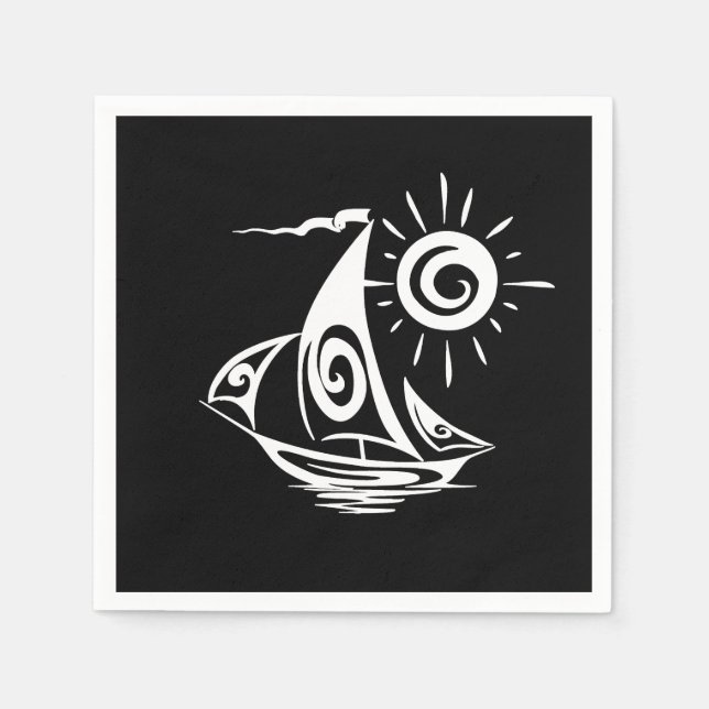 Guardanapo De Papel Barco à vela preguiçoso e caprichoso (Frente)