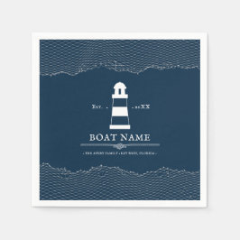 Guardanapo De Papel Barco de Farol Azul Personalizado Náutico Napkin