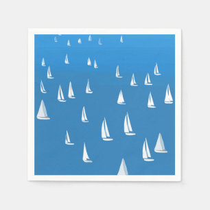 Guardanapo De Papel Barcos à vela no mar azul profundo - Barcos à vela