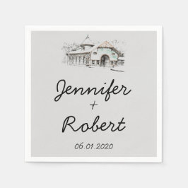 Guardanapo De Papel Barn Sketch Wedkin