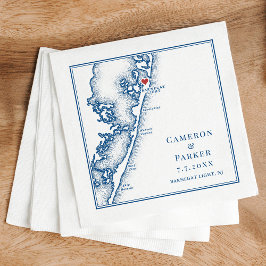 Guardanapo De Papel Barnegat Light NJ Mapa Marinha Casamento Elegante