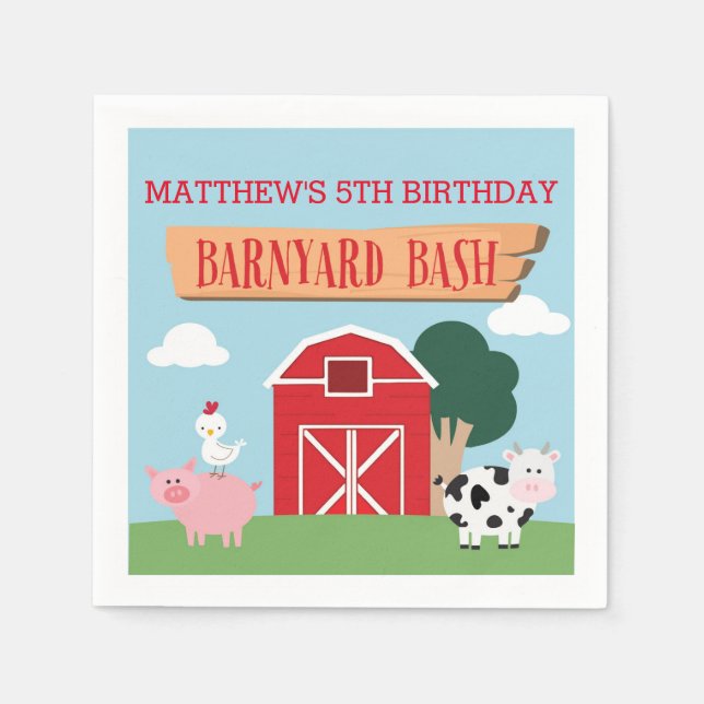 Guardanapo De Papel Barnyard Birthday Bash/Partido (Frente)