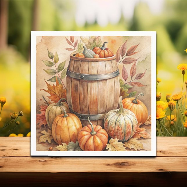 Guardanapo De Papel Barrel with Pumpkins Fall (Criador carregado)