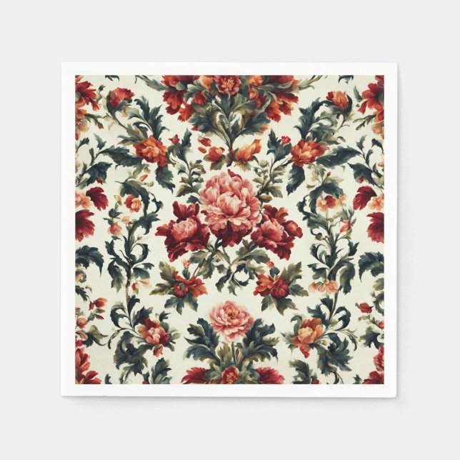 Guardanapo De Papel Barroco italiano. Flores e Folhas Chic (Frente)