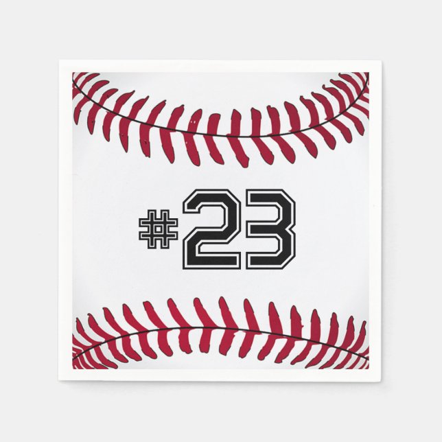 Guardanapo De Papel Baseball branco com número (Frente)