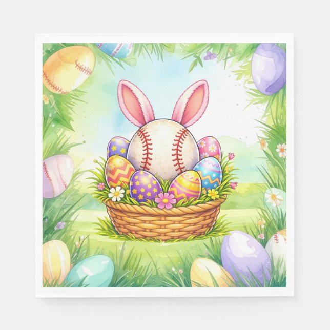 Guardanapo De Papel Baseball Easter  themed  (Frente)