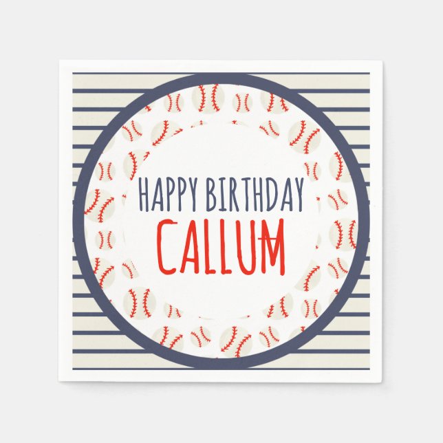 Guardanapo De Papel Baseball Happy Birthday Paper Napkin (Frente)