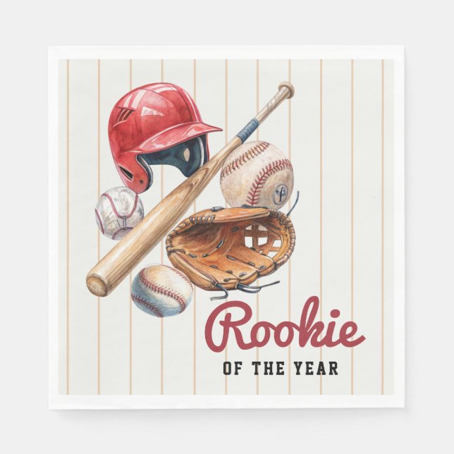 Guardanapo De Papel Baseball Rookie Birthday (Frente)