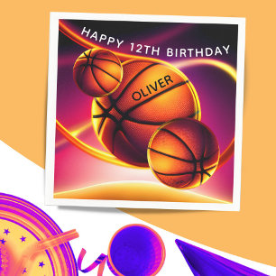 Guardanapo De Papel Basketball Ball Sports Happy Birthday Party