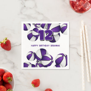 Guardanapo De Papel basquete branco roxo bolas rapazes festa desportiv