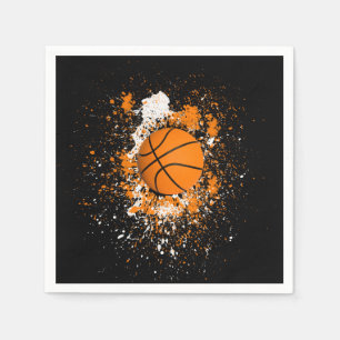 Guardanapo De Papel Basquete Grunge Salpico de Tinta Laranja Preto