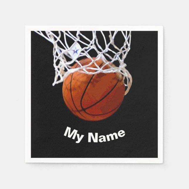 Guardanapo De Papel Basquetebol Seu Nome Personalizado (Frente)