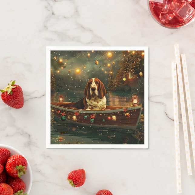 Guardanapo De Papel Basset Hound Christmas Festive Voyage (Insitu)
