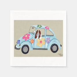 Guardanapo De Papel Basset Hound em carro hippie