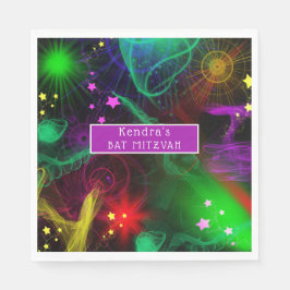 Guardanapo De Papel Bat/Bar Mitzvah Pintura Neon em Espalhamento