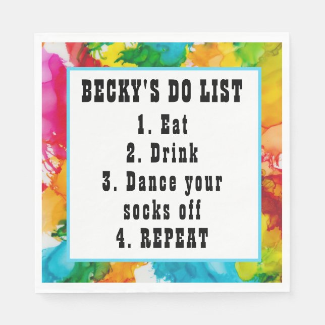 Guardanapo De Papel Bat Bar Mitzvah Splash of Color (Frente)