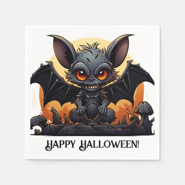 Guardanapo De Papel Bat do Vampiro do Dia das Bruxas (Frente)