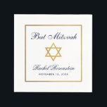 Guardanapo De Papel Bat Mitzvah Azul Branco Dourado<br><div class="desc">Bat Mitzvah Blue White Livro Dourado Napkin</div>