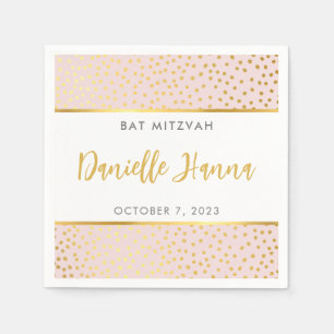 Guardanapo De Papel Bat Mitzvah, bolinhas de ouro cor-de-rosa, fofinha