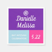 Bat Mitzvah Color Block Personalizou Napkins