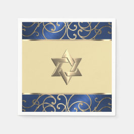 Guardanapo De Papel Bat Mitzvah Elegante Marinho Azul e Dourado Filigr