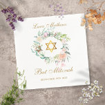 Guardanapo De Papel Bat Mitzvah, Estrela Dourada de David Floral<br><div class="desc">Apresentando uma delicada camada floral de aquarela,  este chic guardanapo do Bat Mitzvah pode ser personalizado com seus detalhes de eventos especiais. Projetado por Thisnotme©</div>